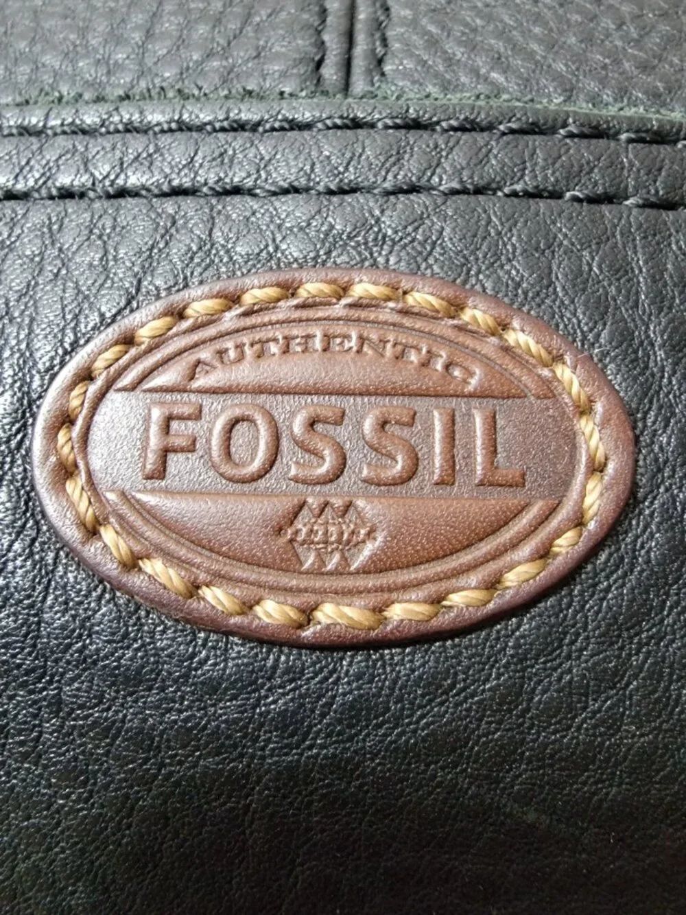 Black Fossil Shoulder Bag Pebbled Leather Hobo Crossbody Brass Zip Purse SHB1047